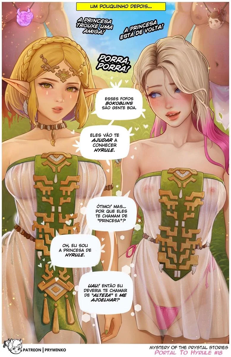 Gwen e a Princesa Zelda em Hyrule: A Suruba Interdimensional em Hentai HQ Brasileiro