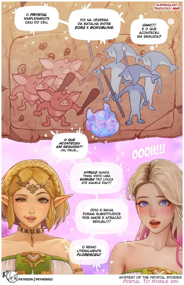 Gwen e a Princesa Zelda em Hyrule: A Suruba Interdimensional em Hentai HQ Brasileiro
