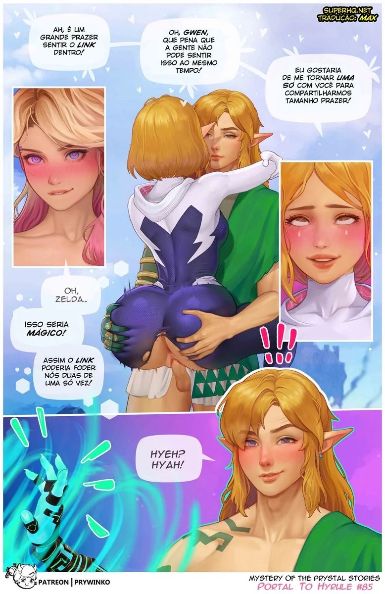 Gwen e a Princesa Zelda em Hyrule: A Suruba Interdimensional em Hentai HQ Brasileiro