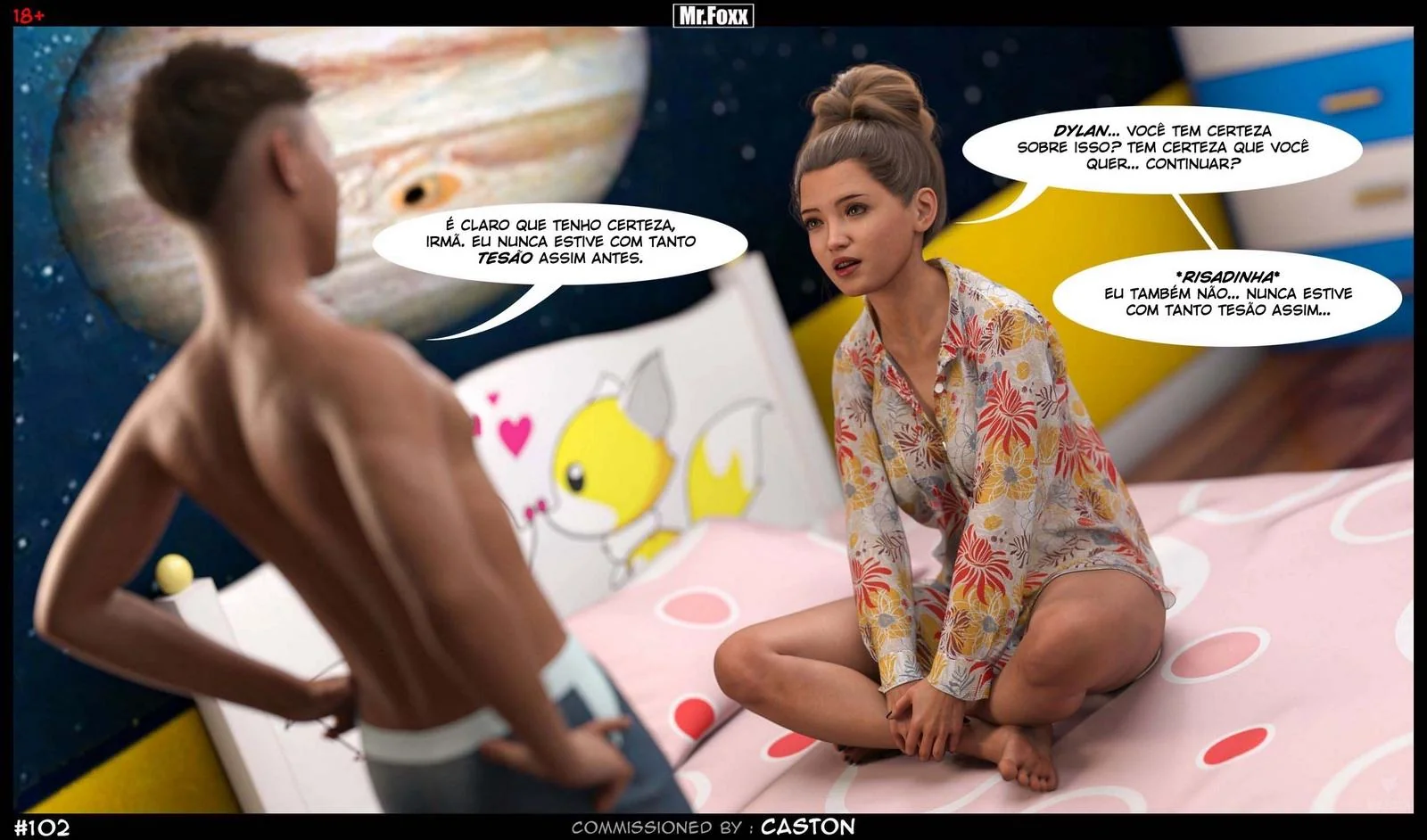 Irmãos safados se divertem sozinhos em casa - Hentai 3D em HQ Brasileiro