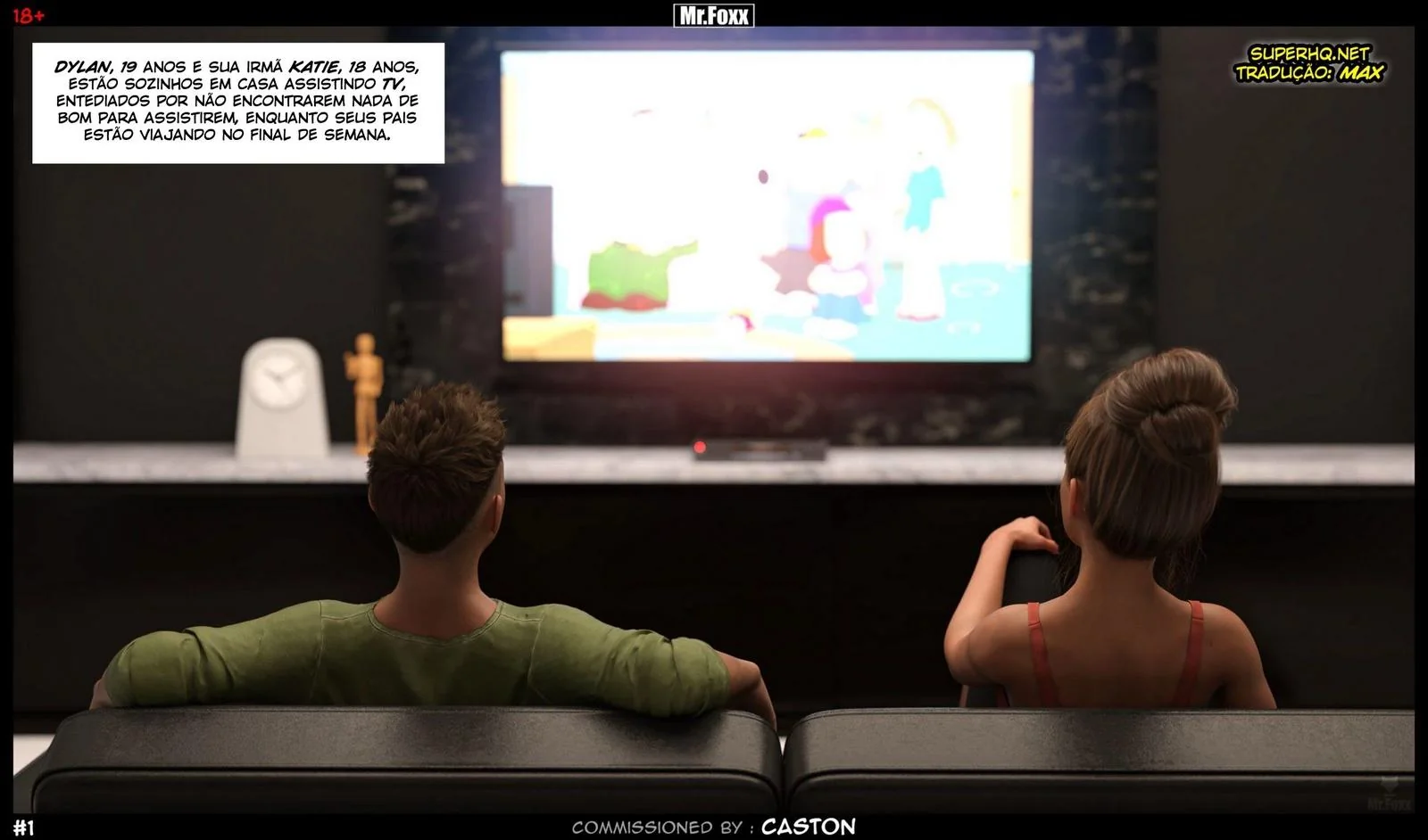 Irmãos safados se divertem sozinhos em casa - Hentai 3D em HQ Brasileiro