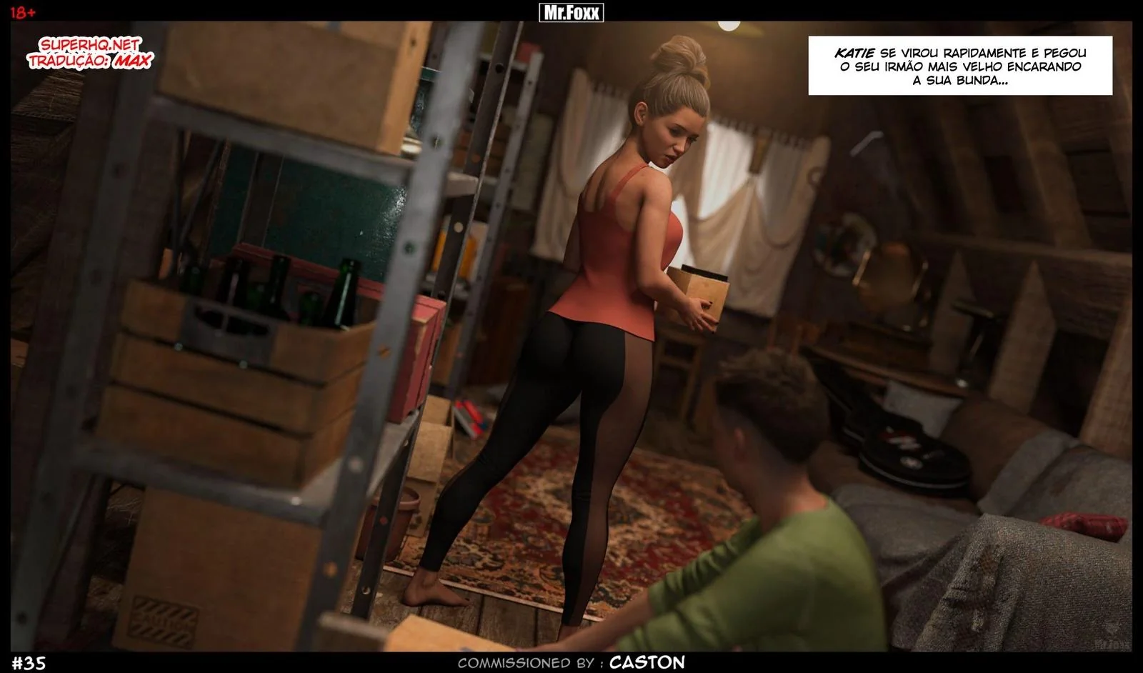 Irmãos safados se divertem sozinhos em casa - Hentai 3D em HQ Brasileiro