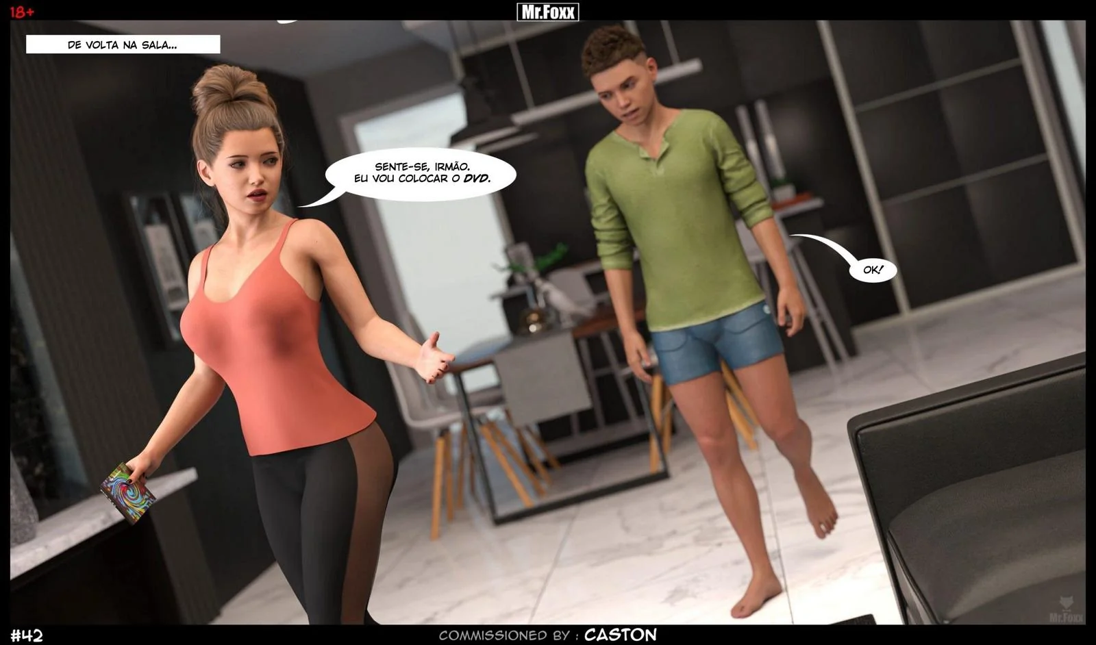 Irmãos safados se divertem sozinhos em casa - Hentai 3D em HQ Brasileiro