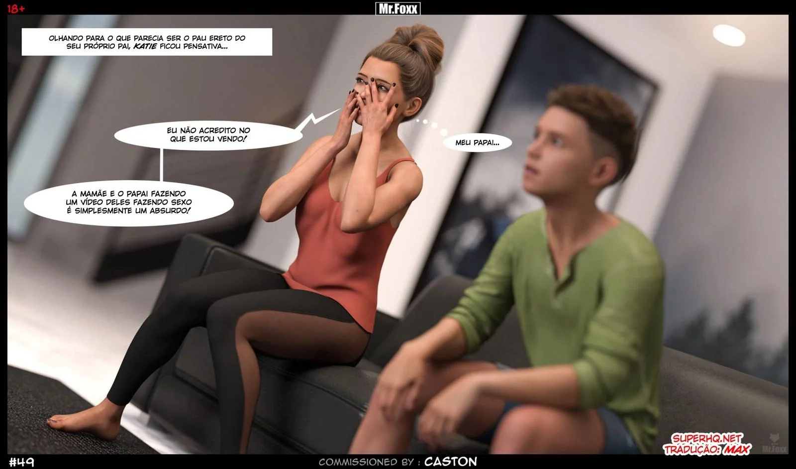 Irmãos safados se divertem sozinhos em casa - Hentai 3D em HQ Brasileiro