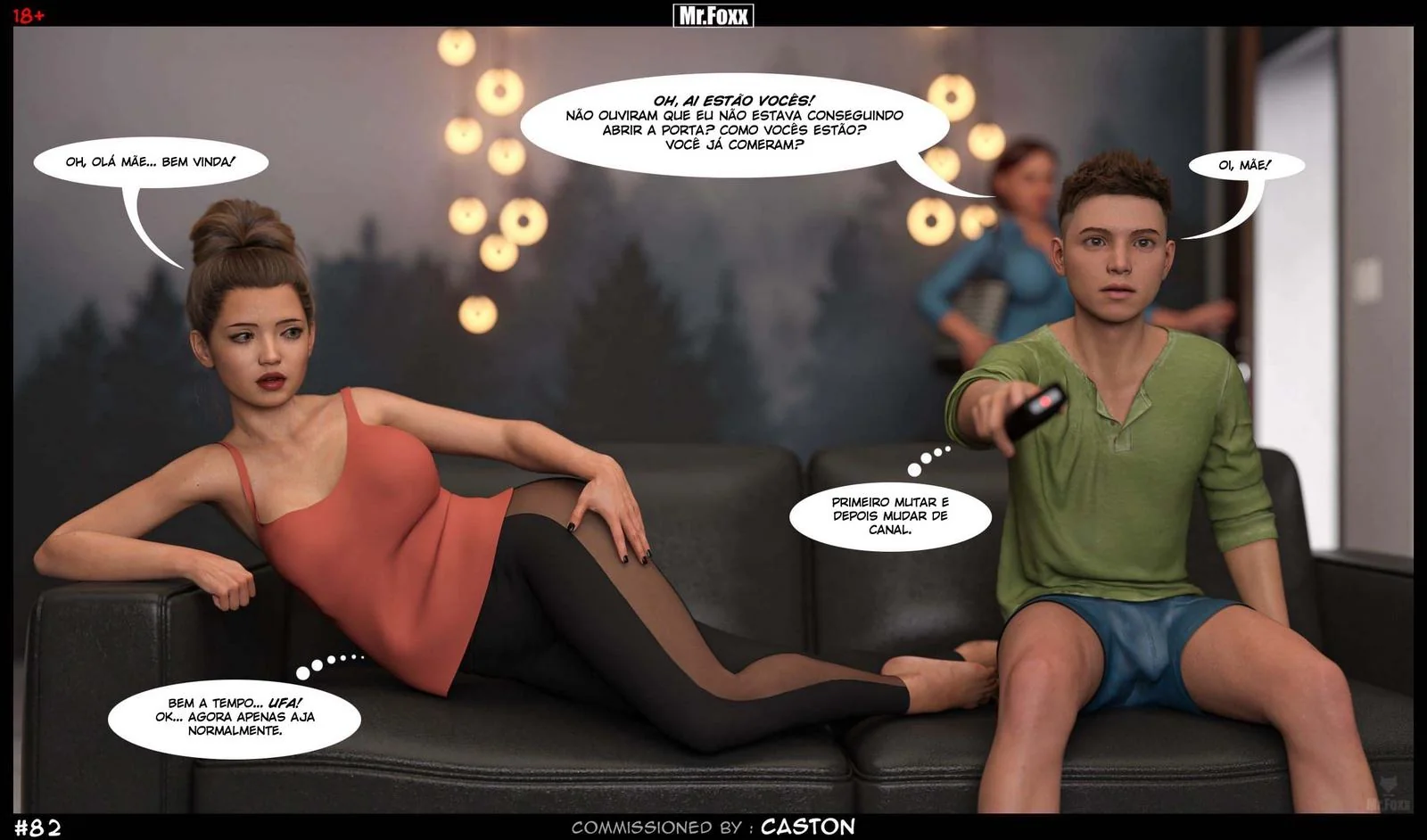 Irmãos safados se divertem sozinhos em casa - Hentai 3D em HQ Brasileiro