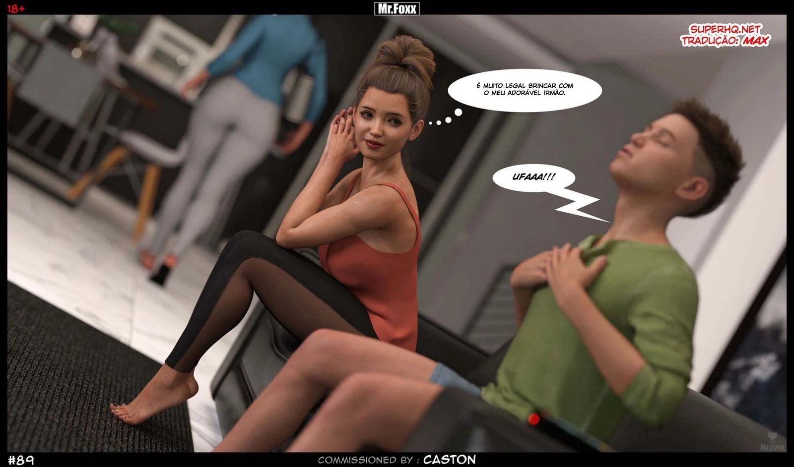 Irmãos safados se divertem sozinhos em casa - Hentai 3D em HQ Brasileiro