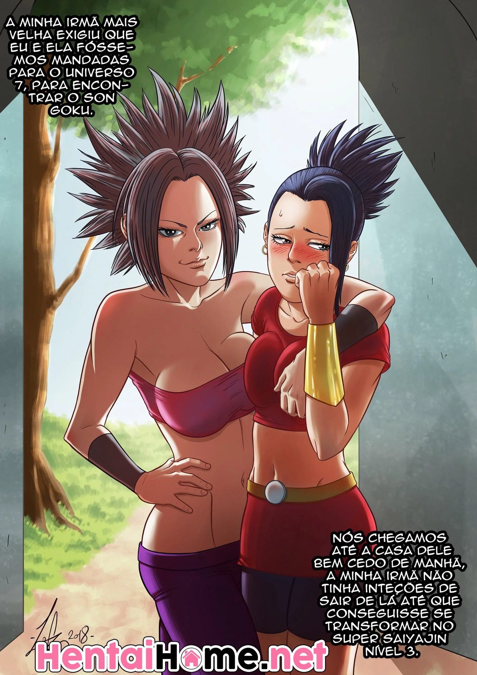 Kale e sua irmã na casa do Goku: sexo bruto com Chichi em hentai HQ brasileiro