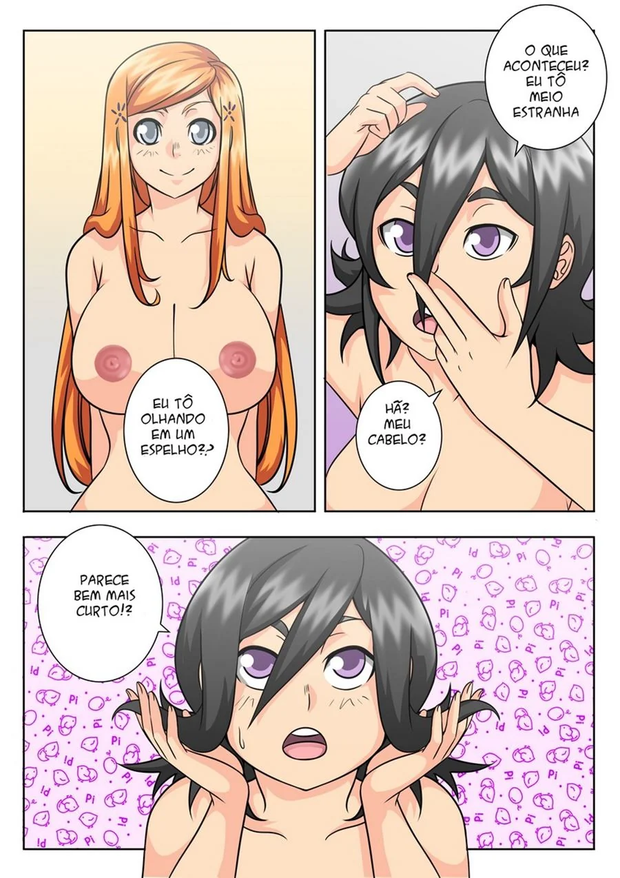 Kon se dando bem com Orihime e Ichigo em Bleach A What If Story Cp.5 - Hentai HQ Brasileiro