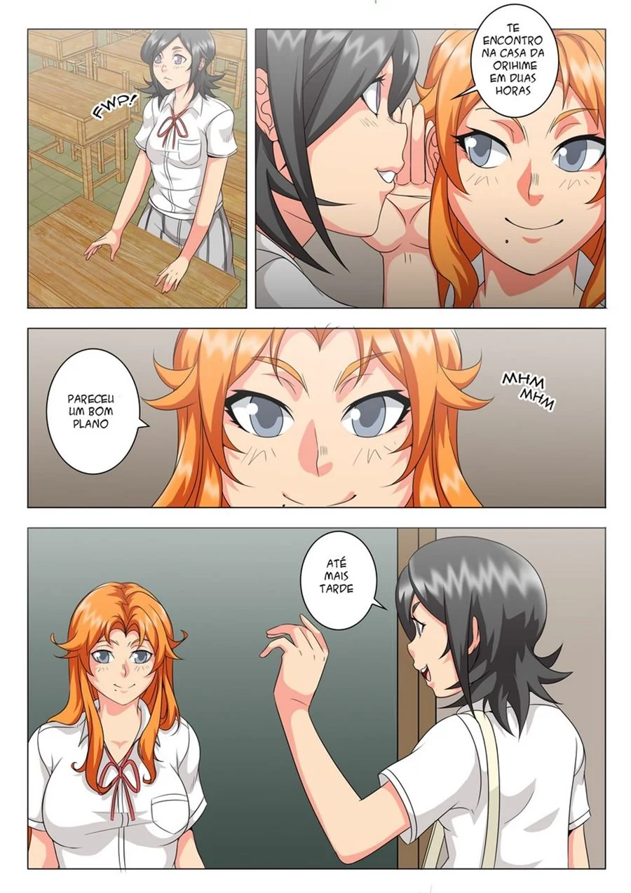 Kon se dando bem com Orihime e Ichigo em Bleach A What If Story Cp.5 - Hentai HQ Brasileiro