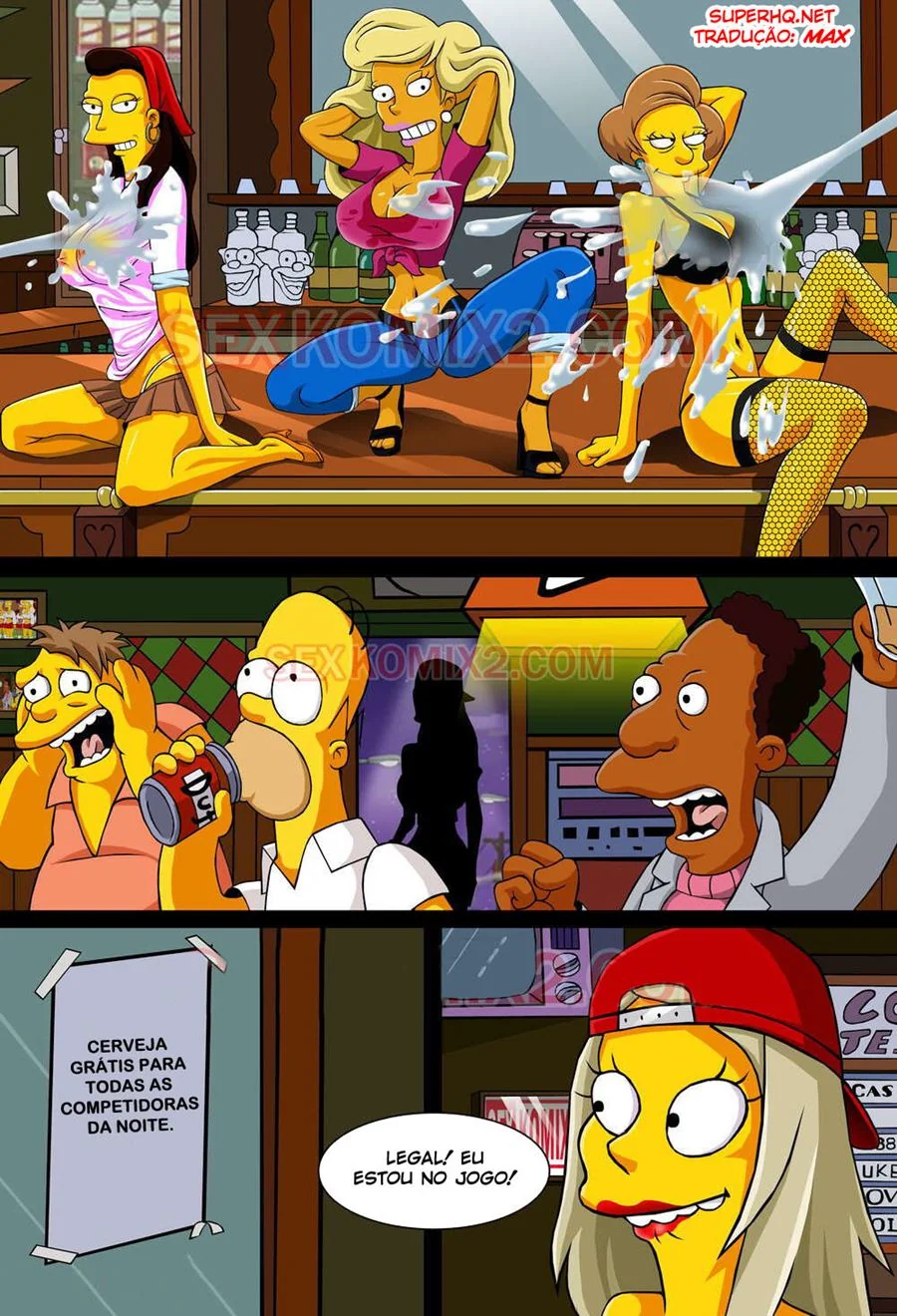 Loira Piranha se aventura na Cidade de Springfield e acaba no Bar da Sacanagem em HQ Brasileiro - Em Hentai HQ