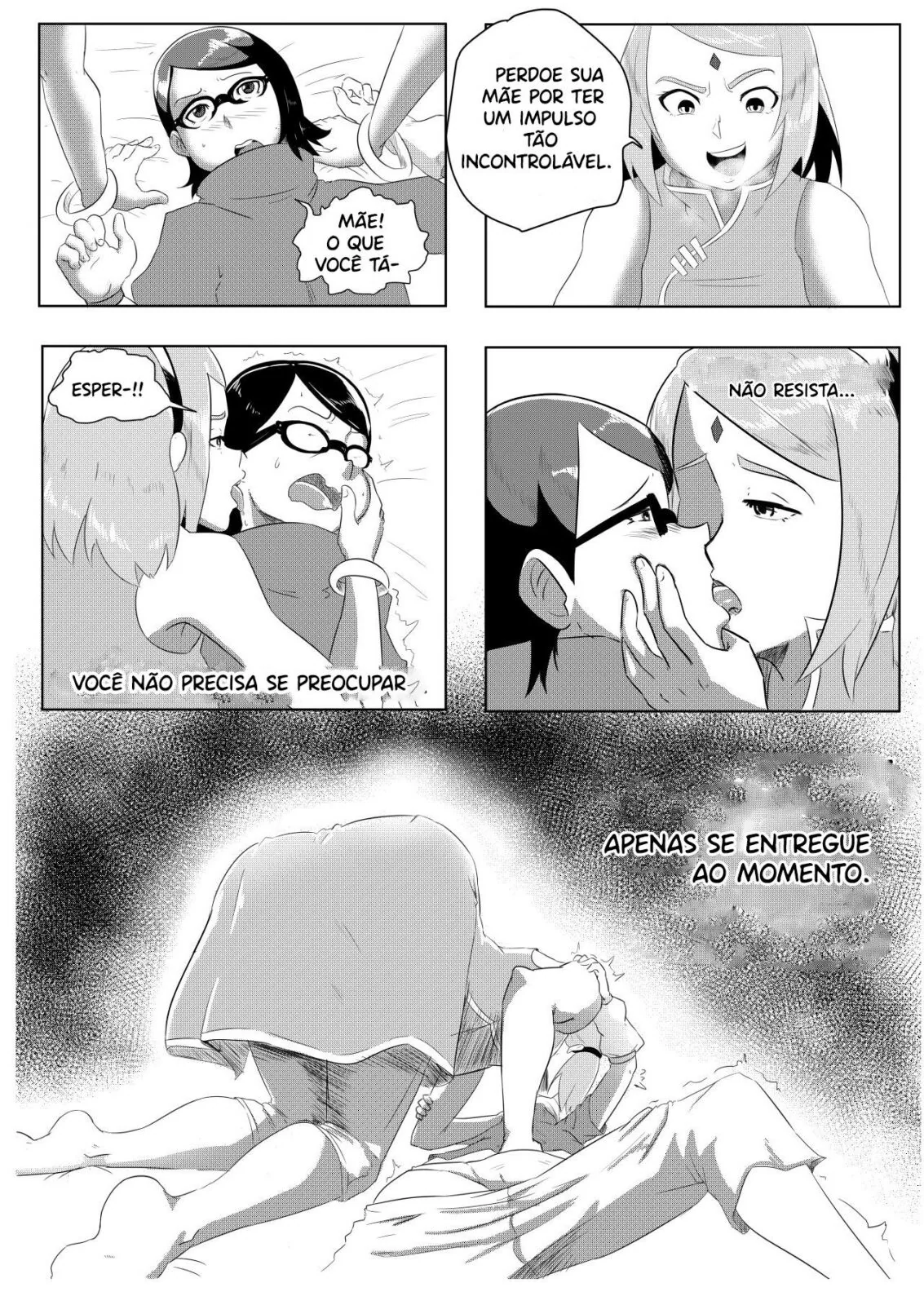 Mãe Piranha: Sakura seduz sua própria filha em incesto hentai HQ Brasileiro