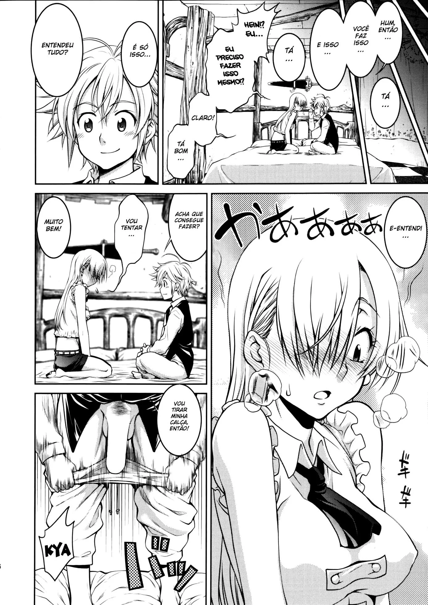 Meliodas ensinando Elizabeth a arte de dar a buceta em HQ Brasileiro