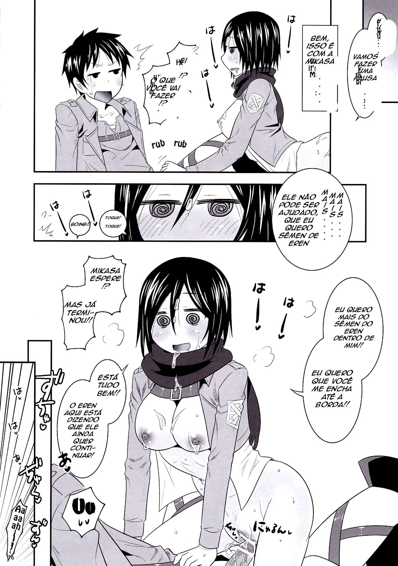 Mikasa piranha faz tratamento especial para ter a pica de Eren só para ela em Hentai HQ Brasileiro