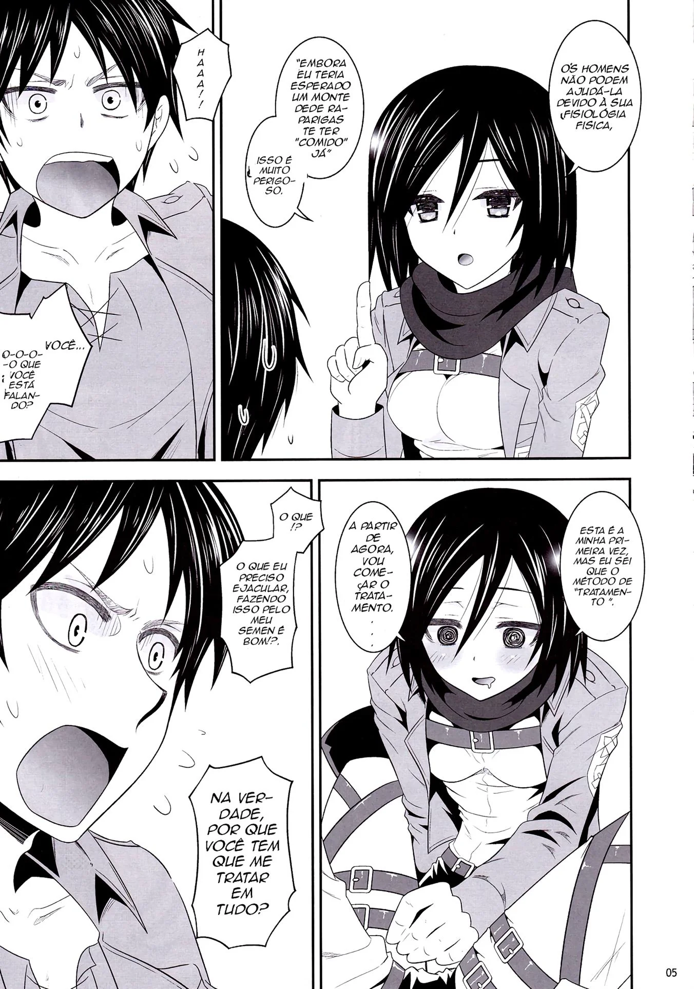 Mikasa piranha faz tratamento especial para ter a pica de Eren só para ela em Hentai HQ Brasileiro