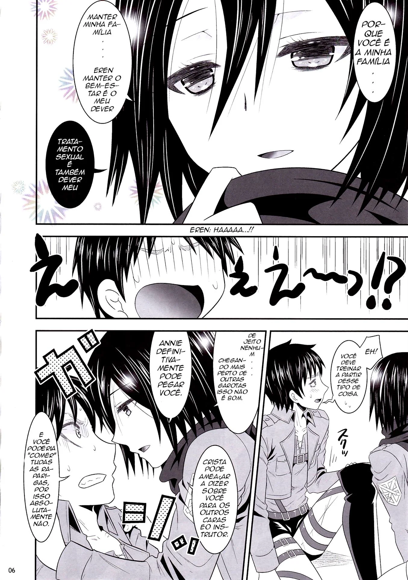 Mikasa piranha faz tratamento especial para ter a pica de Eren só para ela em Hentai HQ Brasileiro