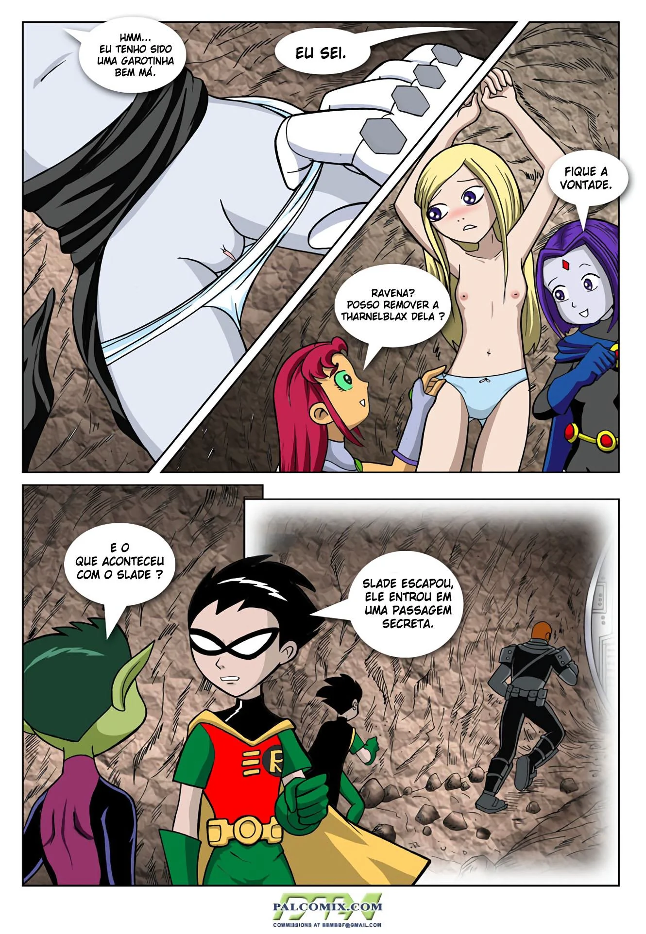 Mutano em época de acasalamento fode Ravena e Estelar em hentai HQ Brasileiro