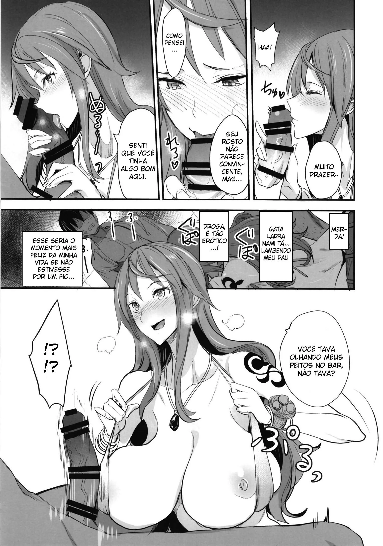 Nami Levando Rola e Mostrando os Peitões em Hentai HQ