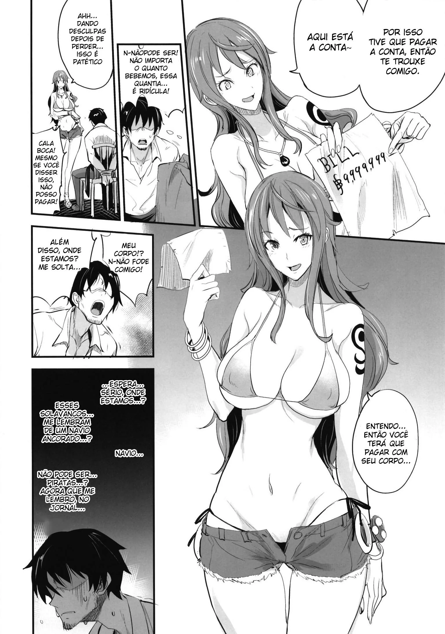 Nami Levando Rola e Mostrando os Peitões em Hentai HQ
