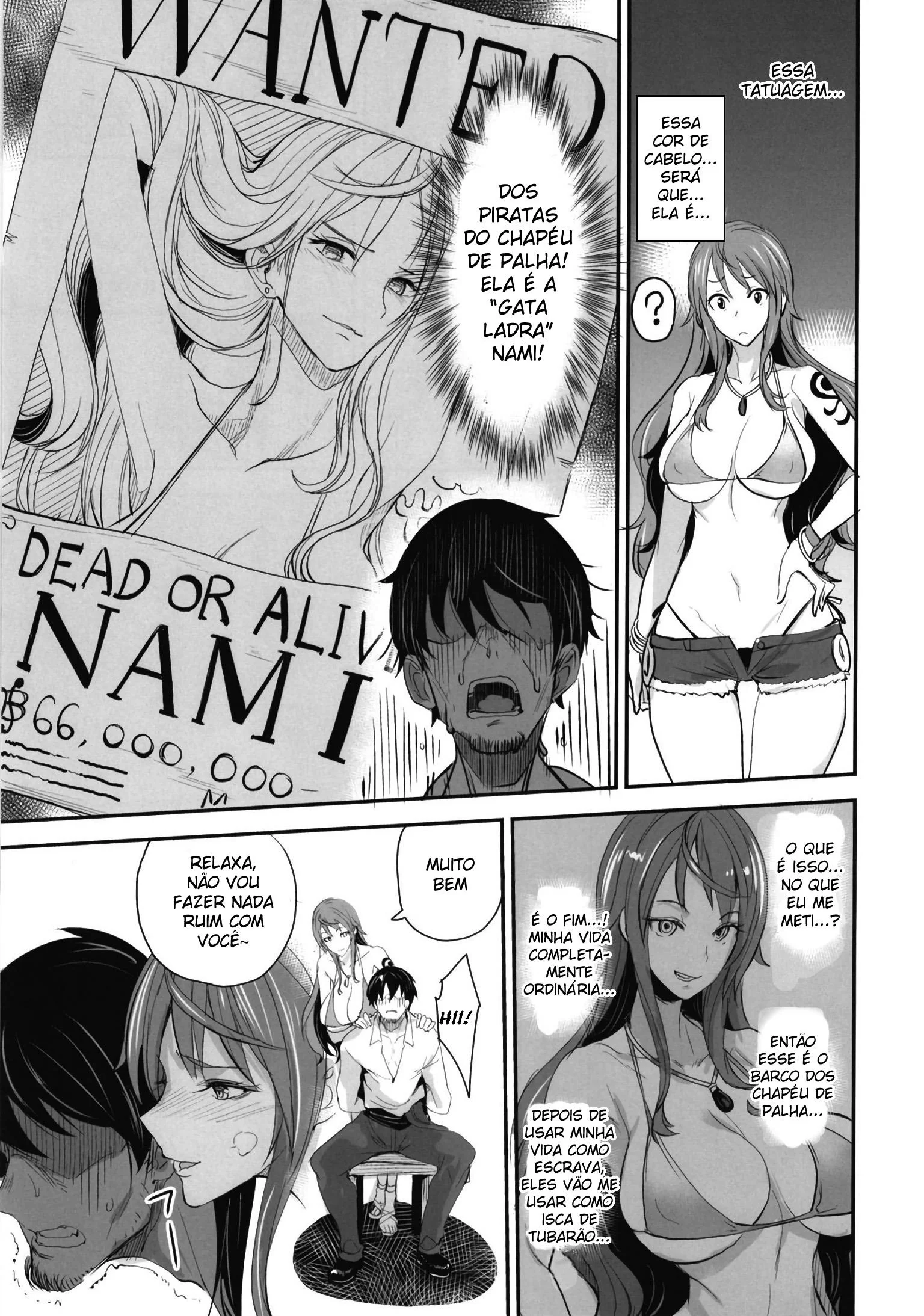 Nami Levando Rola e Mostrando os Peitões em Hentai HQ