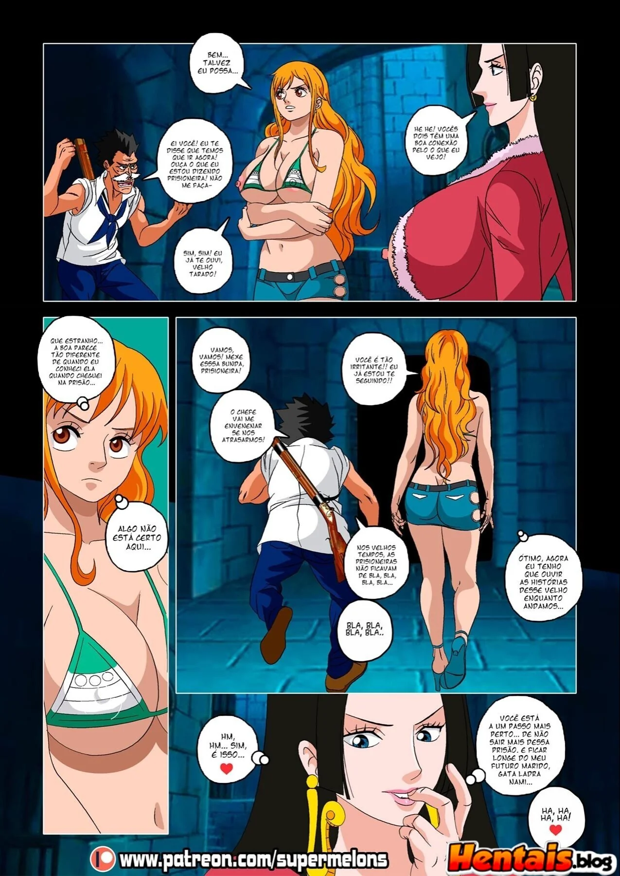 Nami Piranha Levando Rola dos Guardas da Marinha em HQ Brasileiro