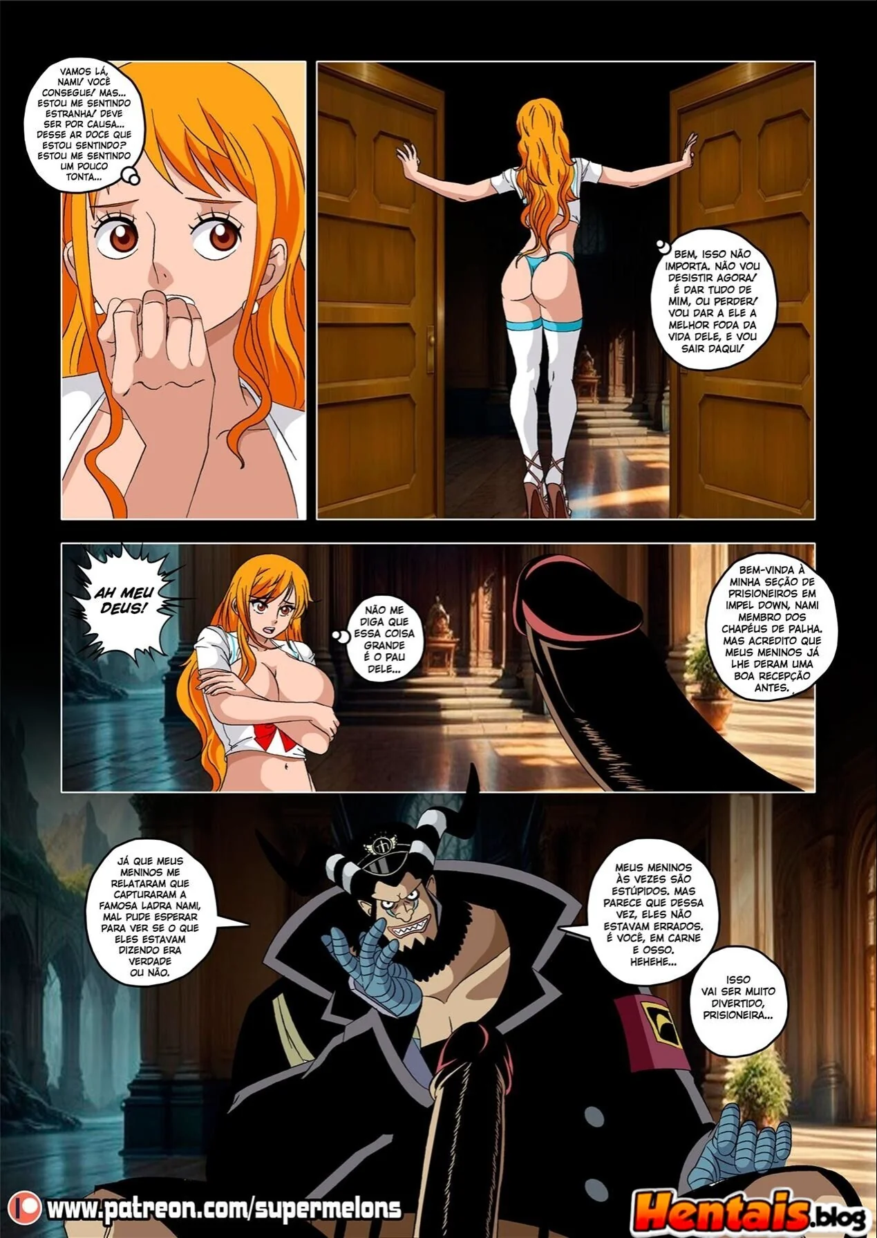 Nami Piranha Levando Rola dos Guardas da Marinha em HQ Brasileiro