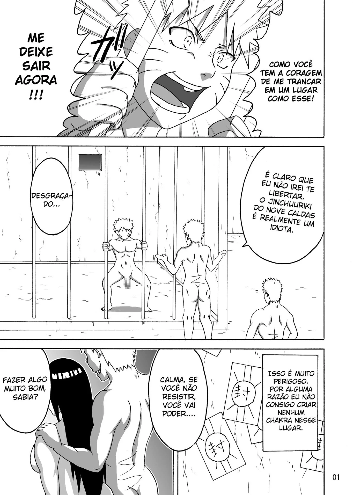 Naruto e Hinata ensinando Zetsu a foder Sakura e Tsunade na prisão em hentai HQ Brasileiro