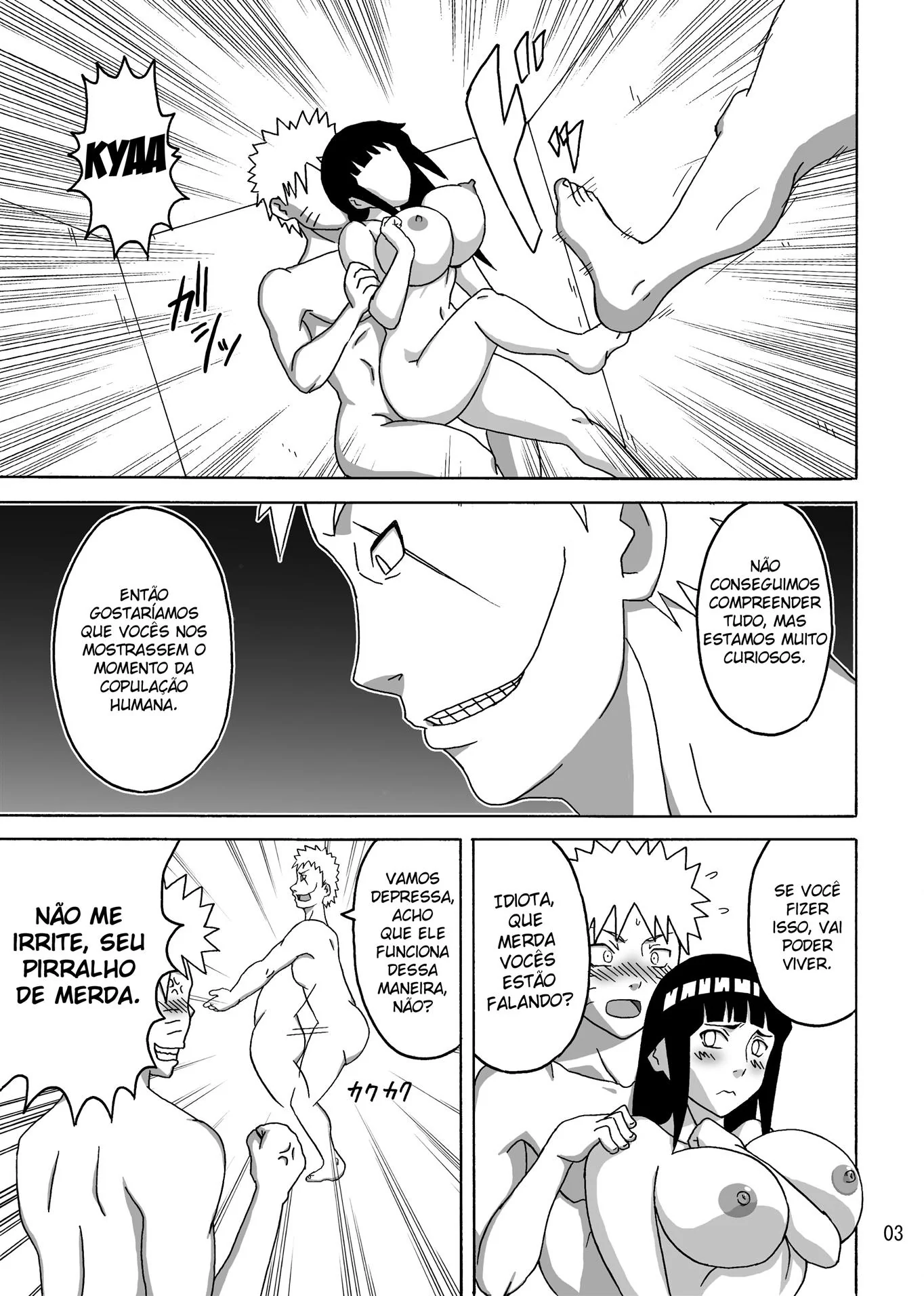 Naruto e Hinata ensinando Zetsu a foder Sakura e Tsunade na prisão em hentai HQ Brasileiro