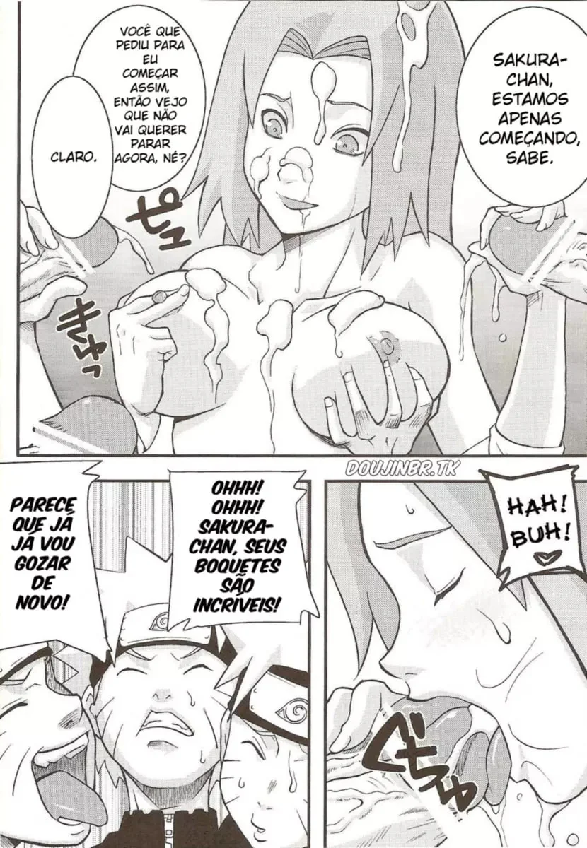 Naruto Pornô: Sakura Pagando um Boquete Guloso para Naruto em HQ Brasileiro