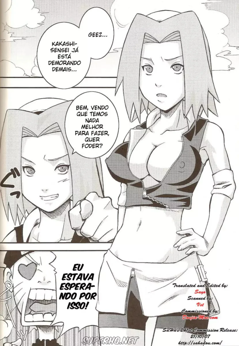 Naruto Pornô: Sakura Pagando um Boquete Guloso para Naruto em HQ Brasileiro