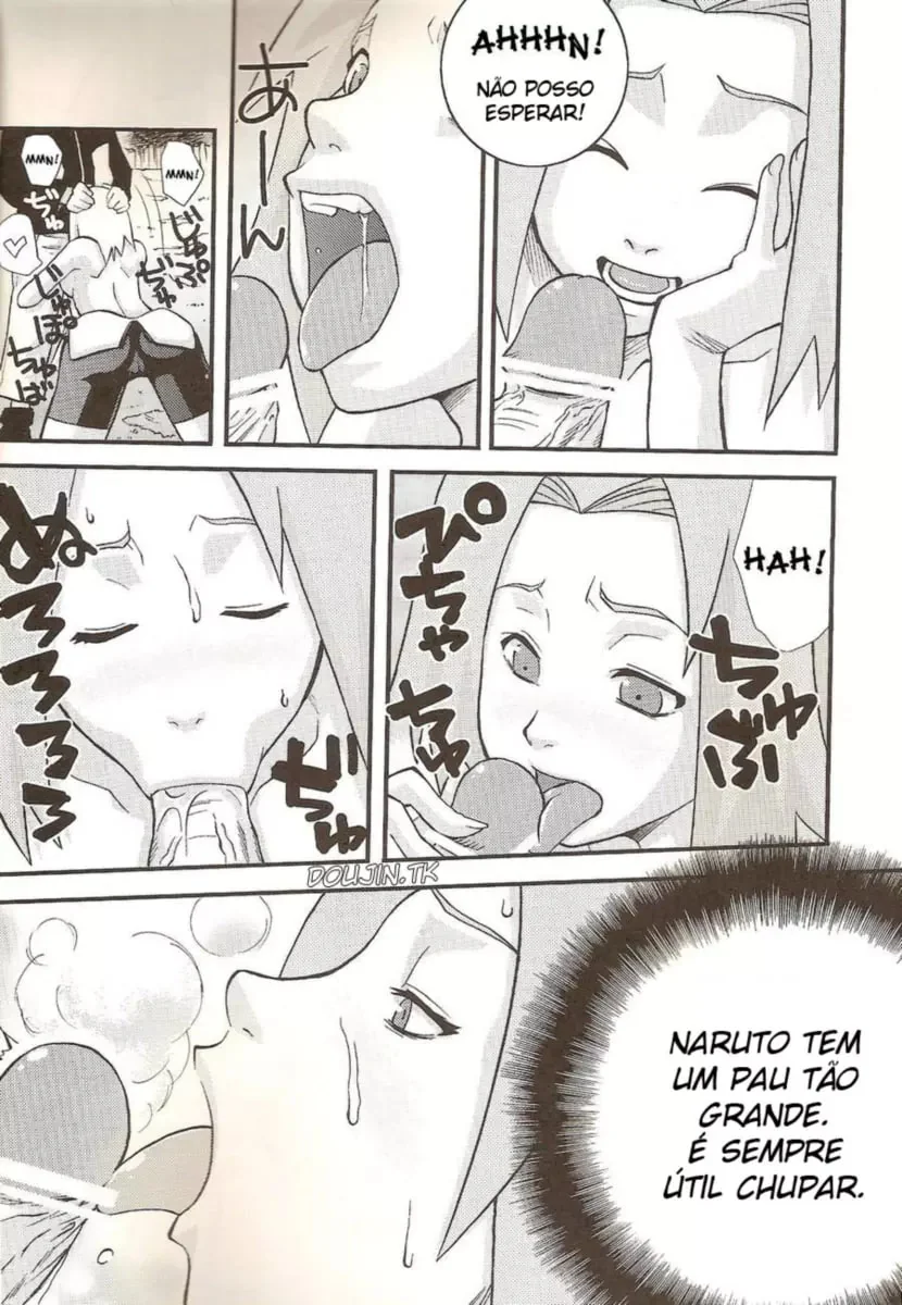 Naruto Pornô: Sakura Pagando um Boquete Guloso para Naruto em HQ Brasileiro