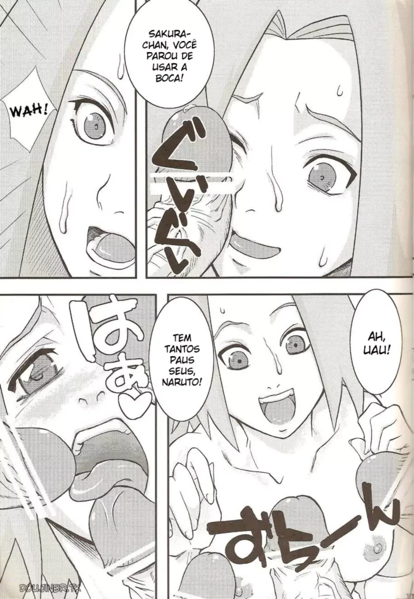 Naruto Pornô: Sakura Pagando um Boquete Guloso para Naruto em HQ Brasileiro