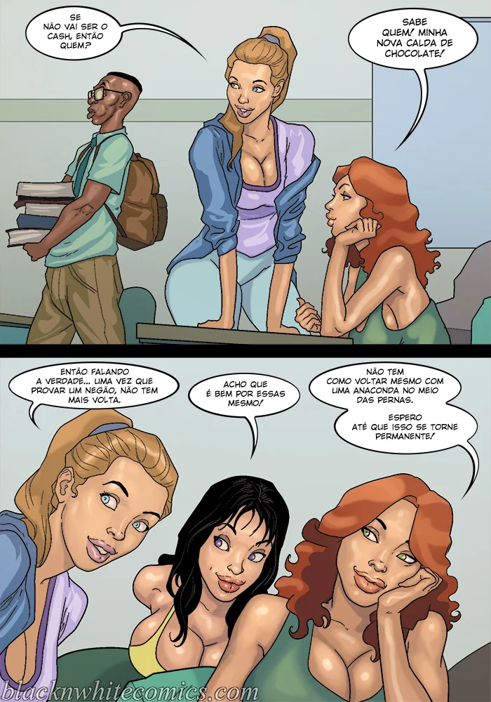 Nerd Dotado Fodendo as Piranhas da Escola - HQ Hentai de Sexo Brutal