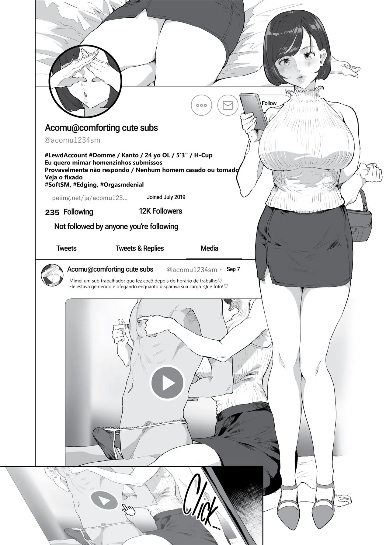 Nerd piranha marcando encontros para foder em troca de dinheiro em Hentai HQ Brasileiro