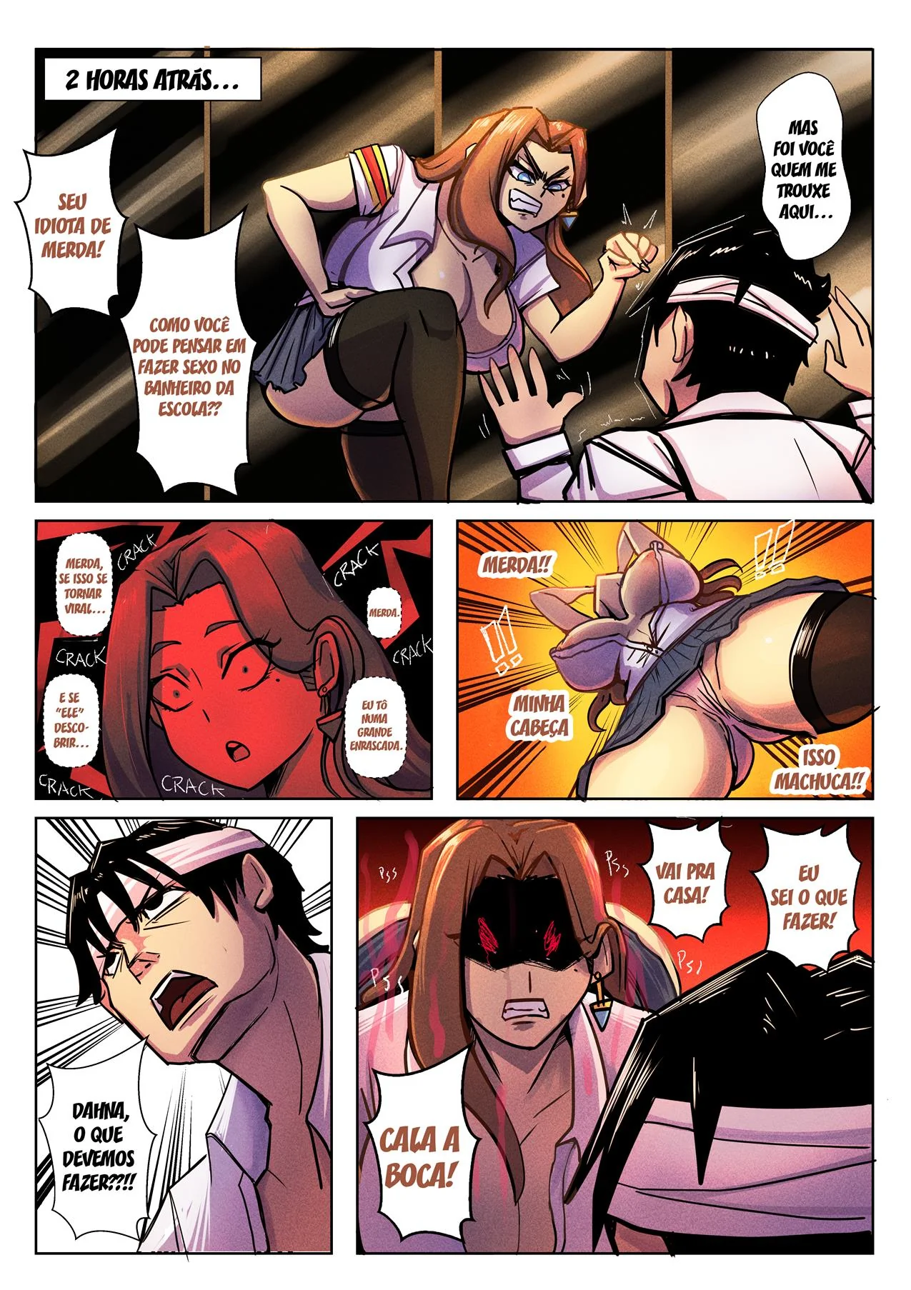 Nerd Sortudo Trepa com a Mais Gostosa do Colégio e é Flagrado Pela Admiradora Secreta em Hentai HQ Brasileiro!