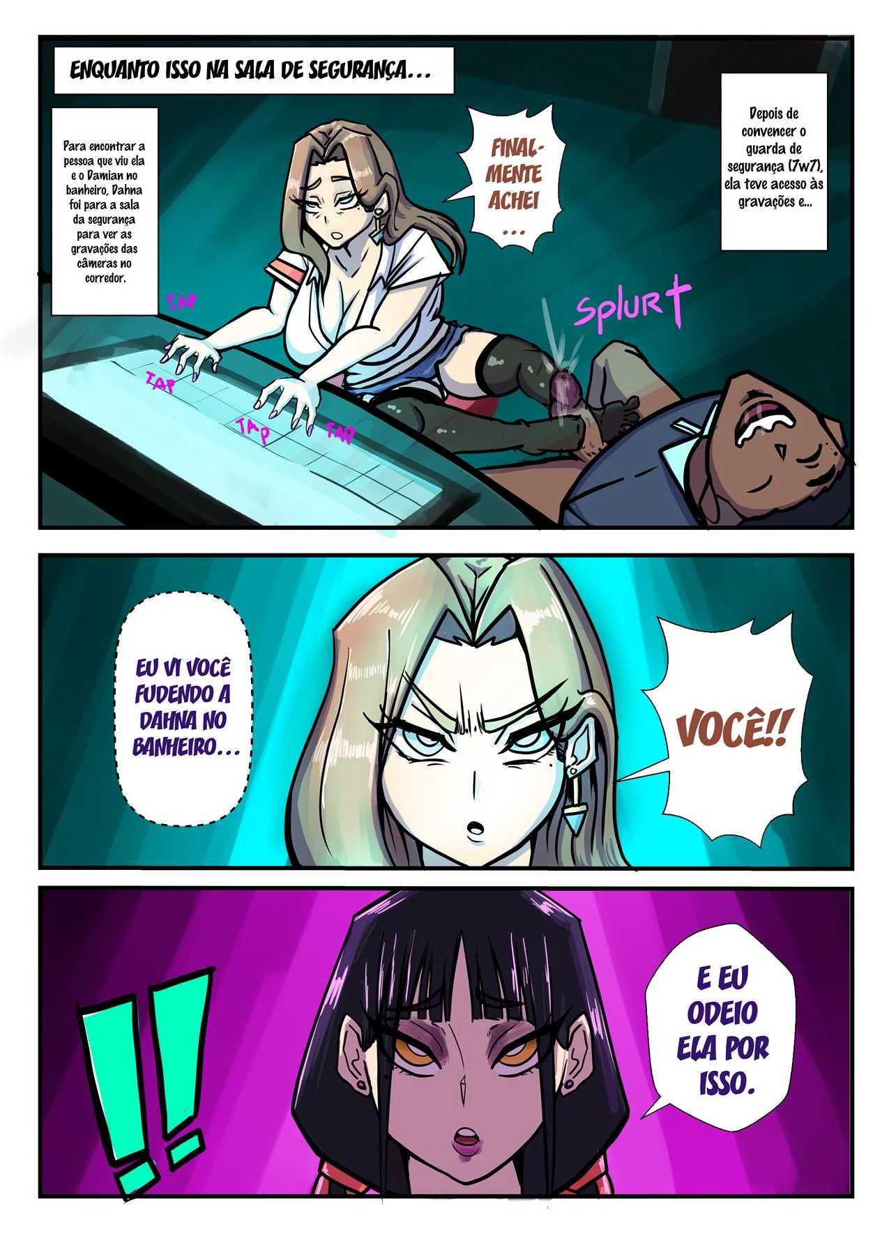 Nerd Sortudo Trepa com a Mais Gostosa do Colégio e é Flagrado Pela Admiradora Secreta em Hentai HQ Brasileiro!