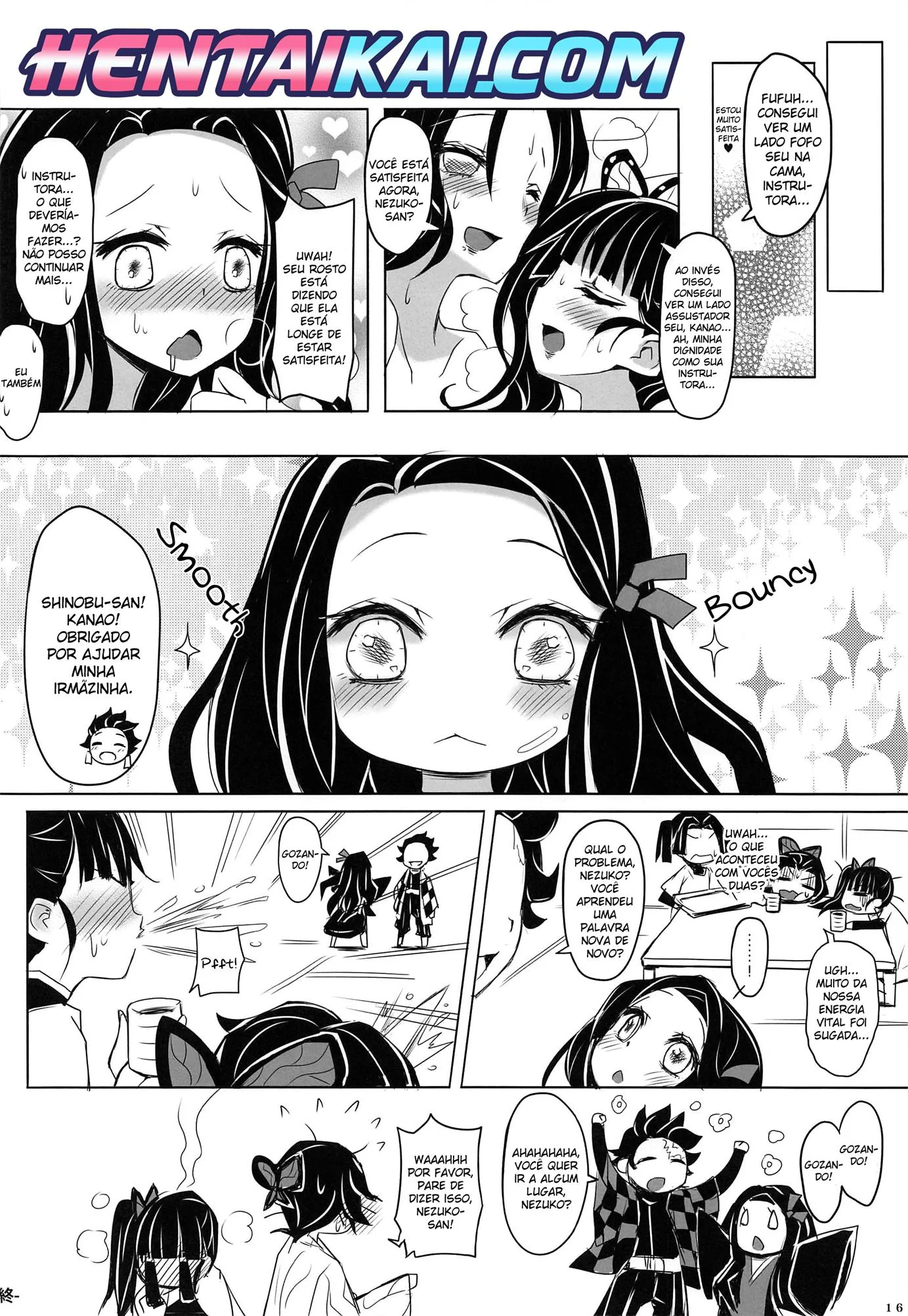 Nezuko se transforma em piranha e ataca mulheres em busca de energia vital - Sexo Lésbico em Hentai HQ