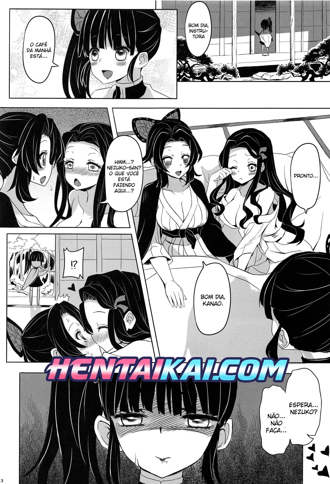 Nezuko se transforma em piranha e ataca mulheres em busca de energia vital - Sexo Lésbico em Hentai HQ