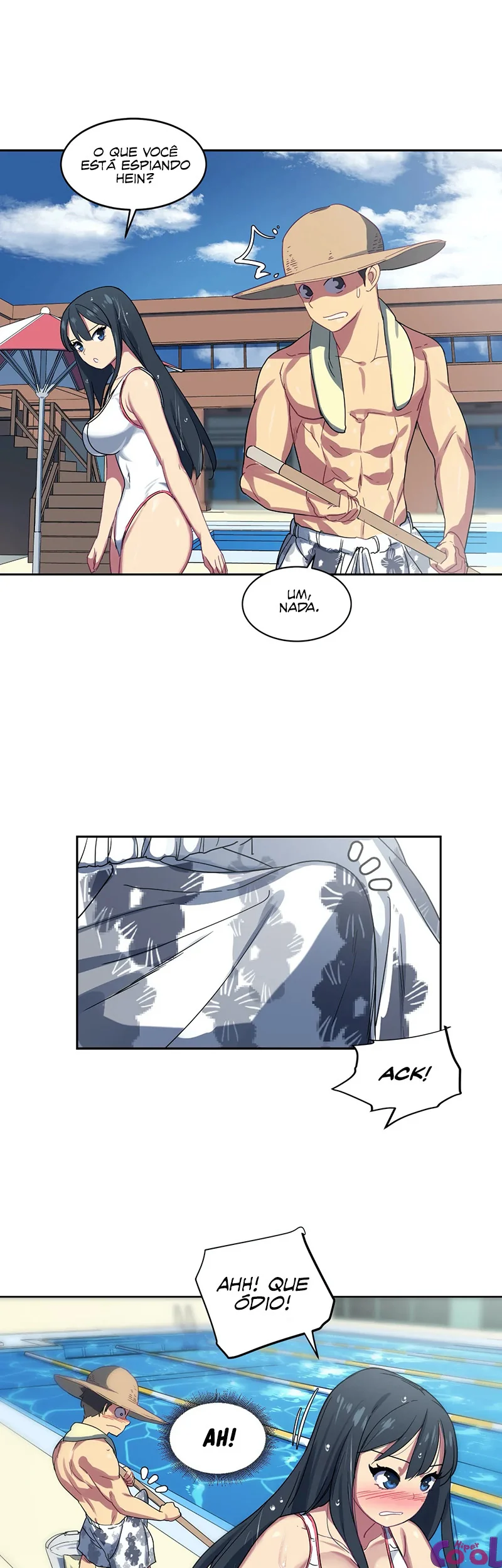 O Zelador Safado da Piscina Feminina: Fodendo as Piranhas Depois do Mergulho" em Hentai HQ Brasileiro