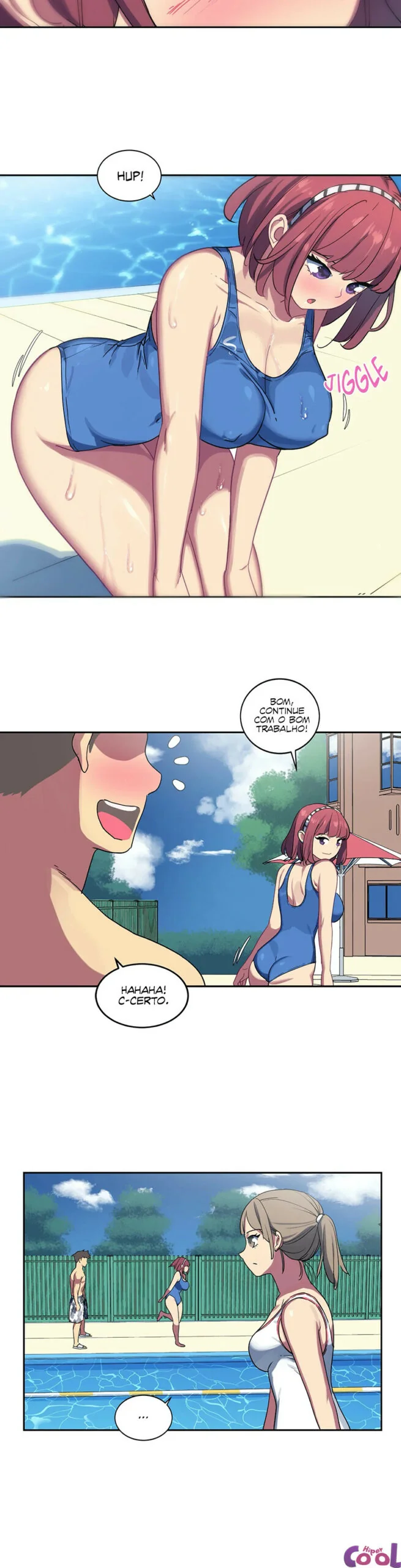 O Zelador Safado da Piscina Feminina: Fodendo as Piranhas Depois do Mergulho" em Hentai HQ Brasileiro