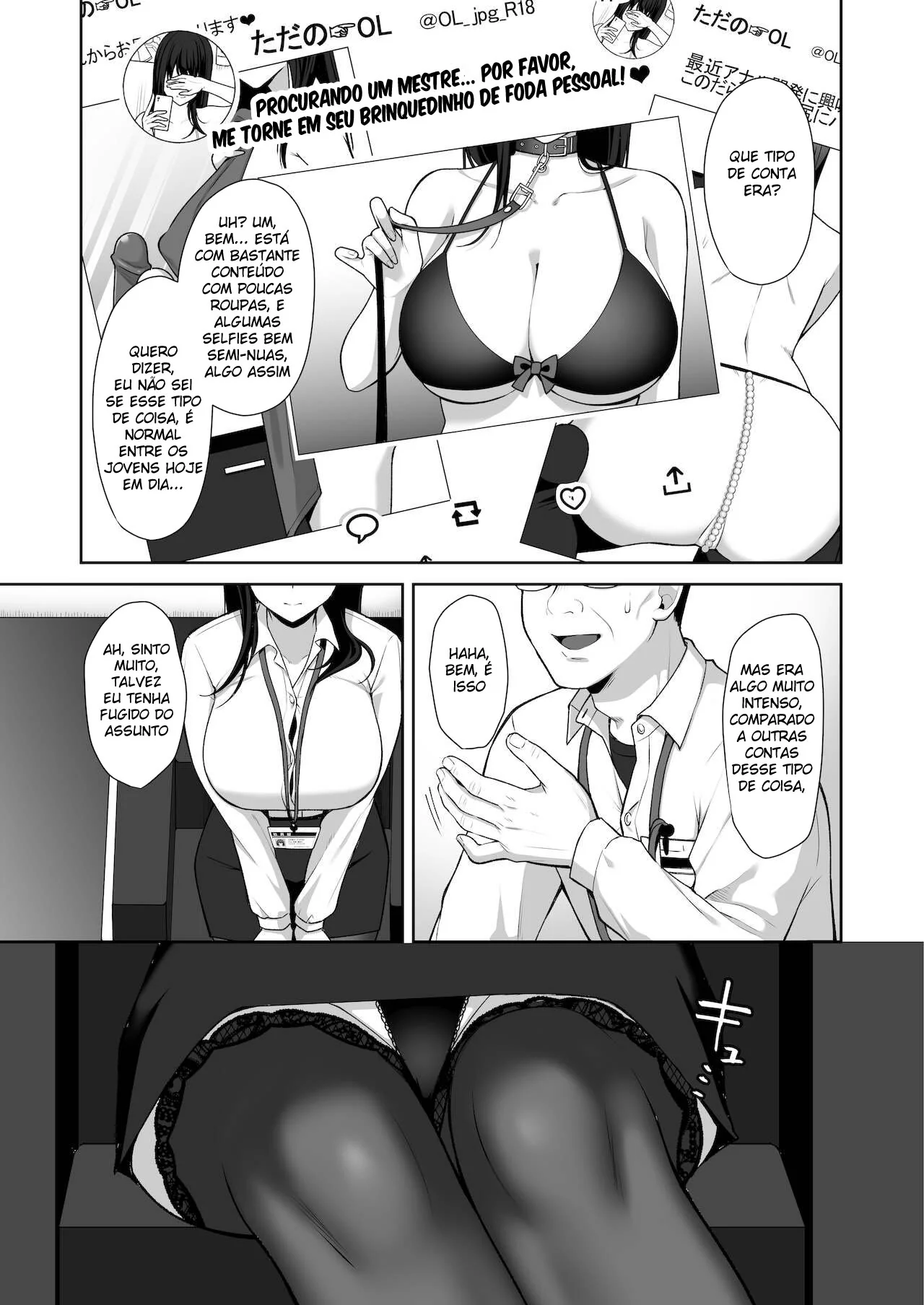 Patrão descobre segredo da funcionária piranha em Hentai HQ Brasileiro