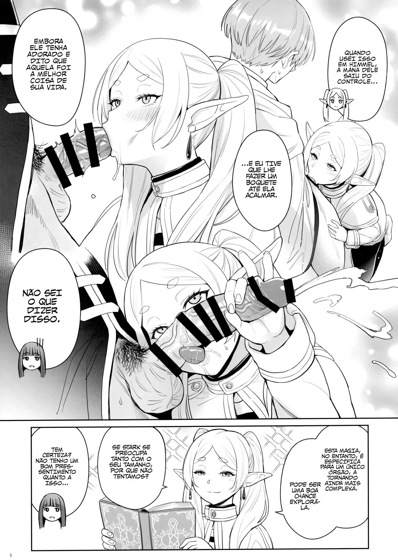 Piranha Feiticeira Fazendo Magia na Rola dos Homens em Sousou No Frieren Hentai HQ Brasileiro