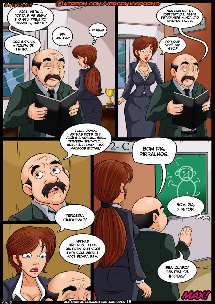 Professora Valery e a Piroca do Diretor Tarado - HQ Brasileira de Sexo