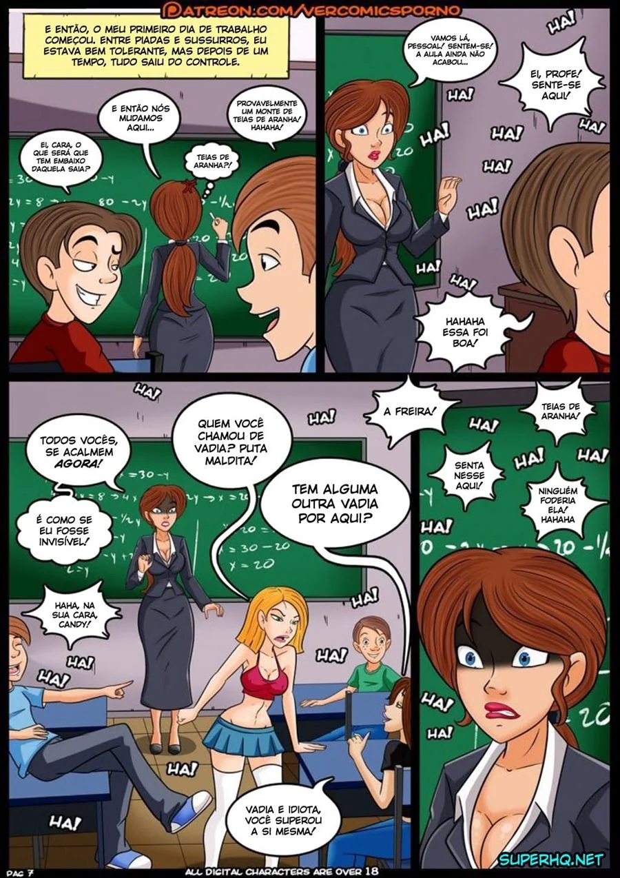 Professora Valery e a Piroca do Diretor Tarado - HQ Brasileira de Sexo