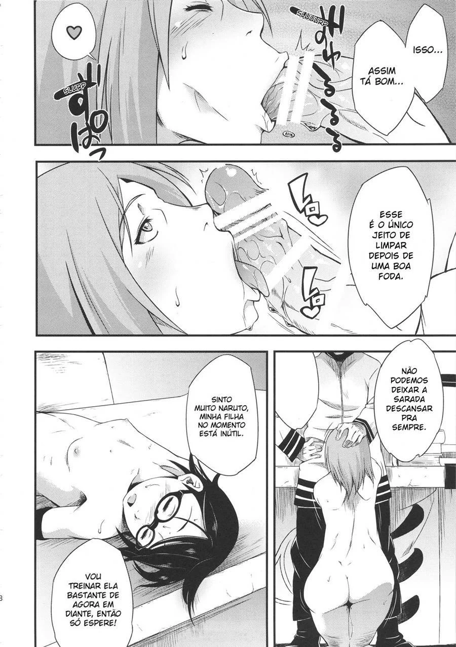Sakura pega Naruto comendo Sarada e entra na putaria em hentai HQ