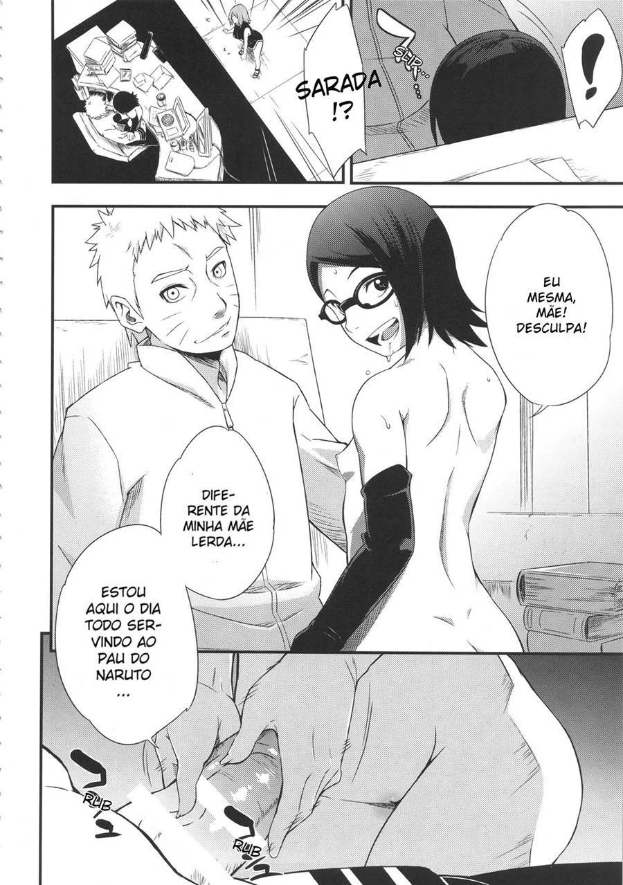 Sakura pega Naruto comendo Sarada e entra na putaria em hentai HQ