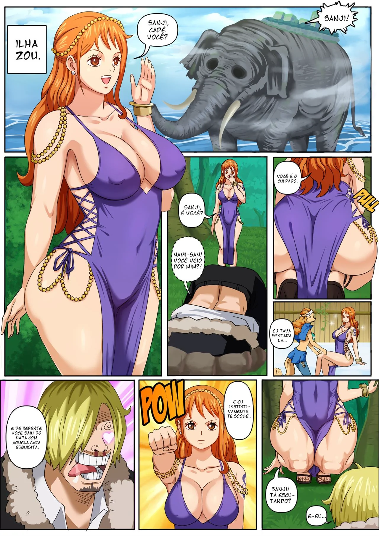 Sanji se aproveita da Nami piranha e mete a piroca sem dó em Hentai HQ Brasileiro