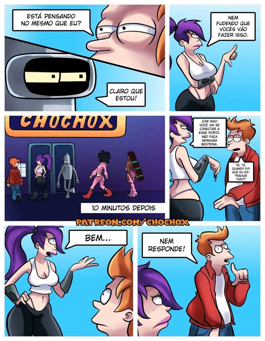 Simpsons e Futurama em uma Orgia de Bucetas - HQ de Sexo em HQ Brasileiro