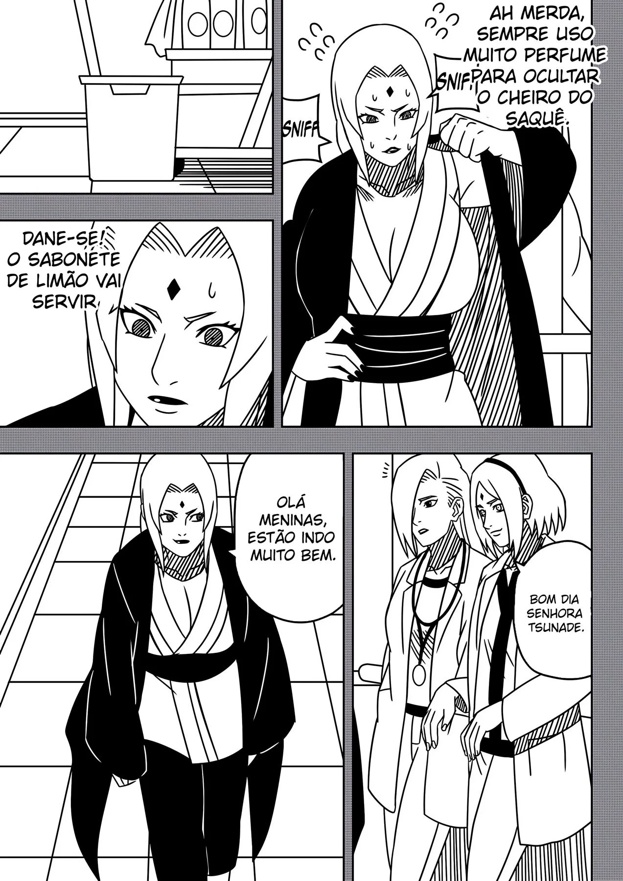 Tsunade Piranha Mostra sua Buceta para Shizune Enquanto Samui Quer Uma Piroca do Uzumaki - Hentai HQ Brasileiro